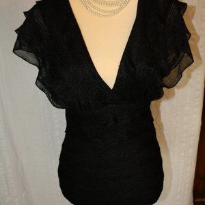 Deep V Neck Black Top